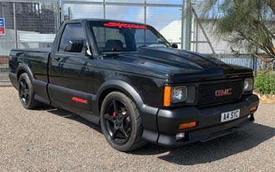 GMC Syclone completed with bonnet fitted.